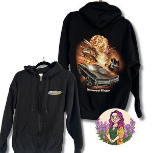 Universal Studios Fast & Furious Supercharged Black Zip Hoodie M Y2K Style